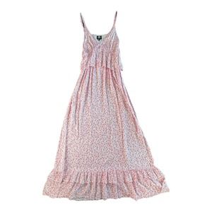 Bobeau red and white floral ruffle maxi dress